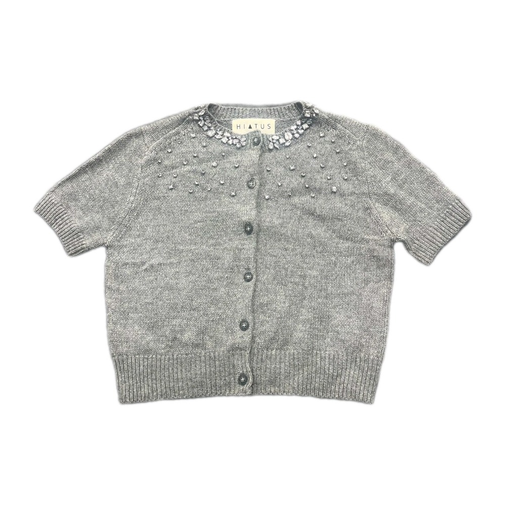 Hiatus Cardigan Sweater Women Extra Large Heathered Gray Rhinestone Button Front
